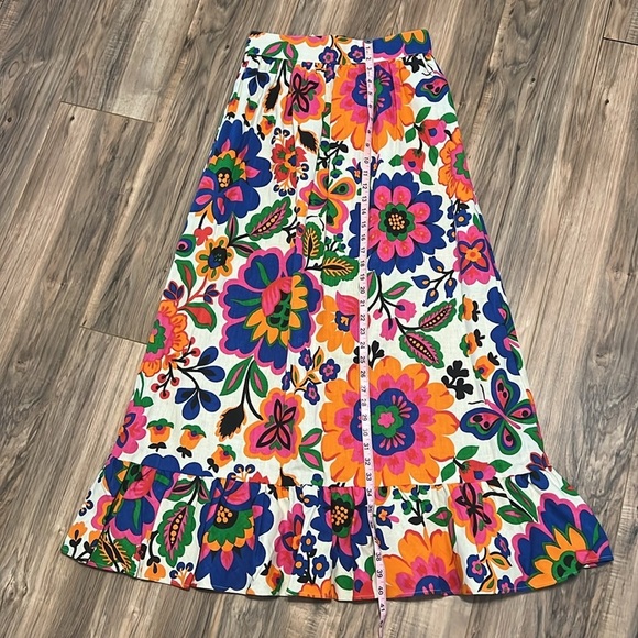 Mr. B of California Maxi Skirt Bold Floral Canvas Print 60s 70s Boho Festival - Picture 4 of 11